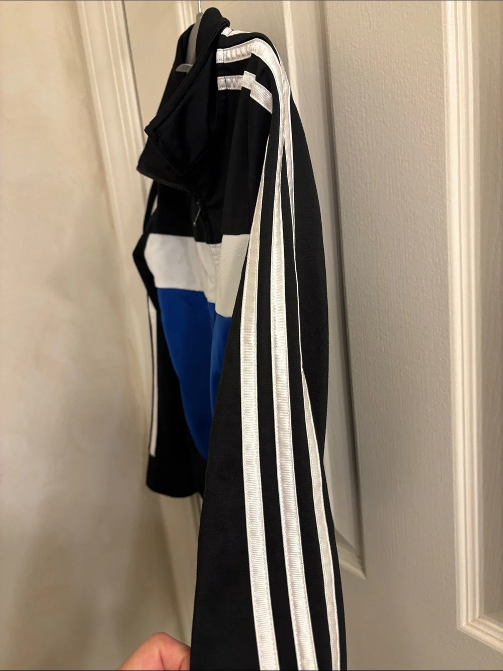adidas Kids Black White Blue Colorblock Track Jacket